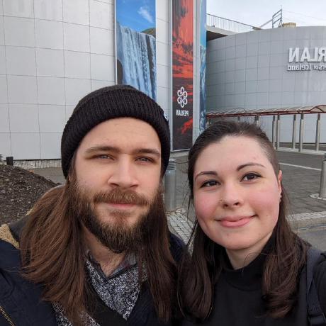 A photo of me (left) at the Perlan Museum in Reykjavik, Iceland